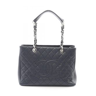 Chanel Matelasse Navy Leather Handbag Tote Bag (Pre-Owned)