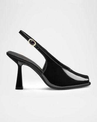 Stuart Weitzman 85mm Val Patent Leather Slingback Pumps