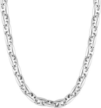 Pompeii3 Mens Polished Steel Clasp Mariner 9.5mm Flexible Link 24 Chain