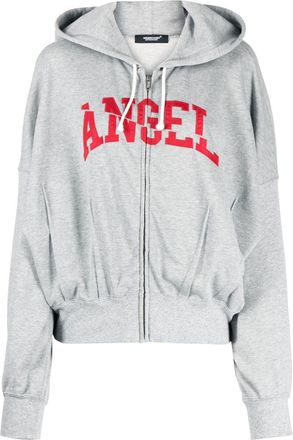 Undercover text-print zip-up hoodie - women - Cotton - 3 - Grey