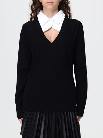 Karl Lagerfeld Maglia in misto viscosa a maniche lunghe con scollo a V e logo