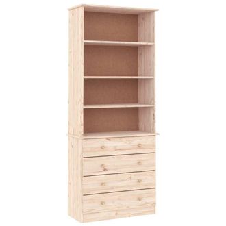 Berkfield Home Bookcase with Drawers ALTA 77x35x186.5 cm Solid Wood Pine in Light Tan
