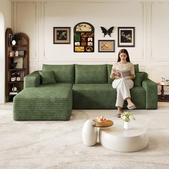 STILVORA Sof&aacute; De 241 Cm Con Motivo De Nubes, Sof&aacute;s Modernos Y Minimalistas Tapizados, C&oacute;modo Sof&aacute; En Forma De L Para La Sala De Estar, Asiento Profundo Con Esq