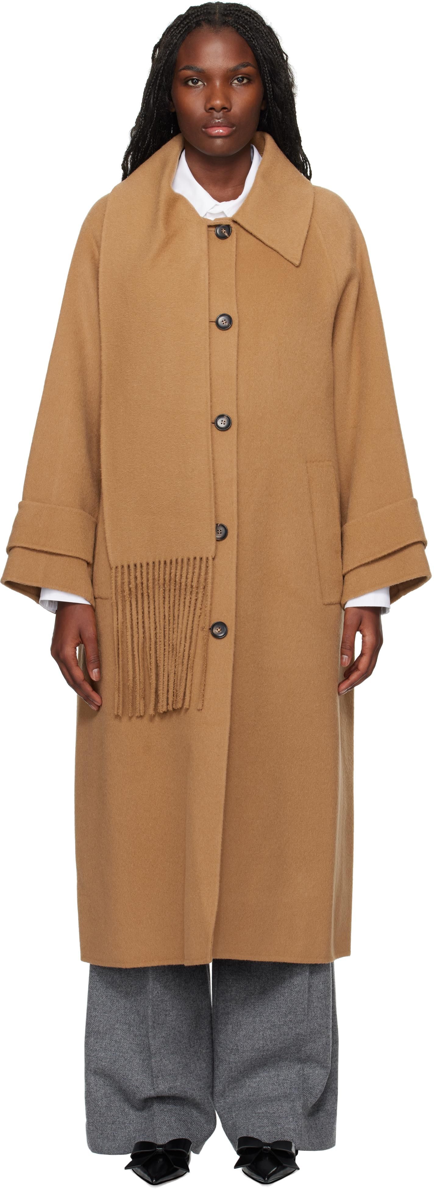 ☆Colorblock Oversized Coat/KIMHEKIM☆ Women's Asymmetric Color Block Trench Coat - Blue, Red, Tan