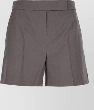 Max Mara wool pleated shorts button detail belt loops