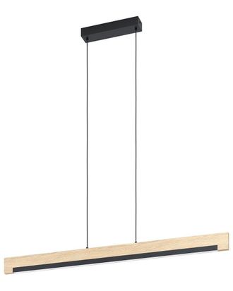 Eglo Eglo Camacho 1 Light Integrated Led Linear Pendant Black & Wood Finish With White Diffuser
