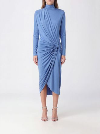 Balmain Abito midi asimmetrico in jersey drappeggiato con collo alto