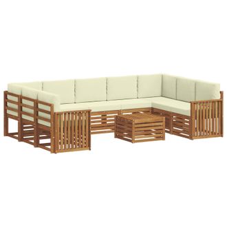 vidaXL Conjunto De Sof&aacute;s De Exterior 10 Uds. Natural Y Crema Vidaxl