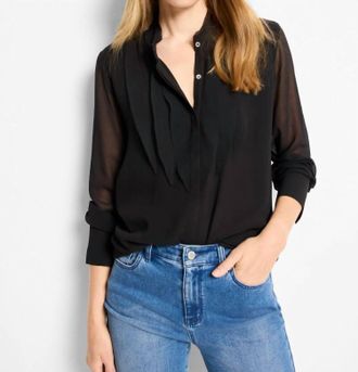 Nic+Zoe Falling Chiffon Long Sleeve Top In Black