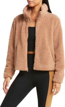 Beyond Yoga Faux Fur Zip Jacket in Camel at Nordstrom Rack, Size X-Large
