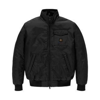 RefrigiWear Bomber Jackets, male, Black, Size: 2XL Black Nylon Fisherman Jacket with Zip