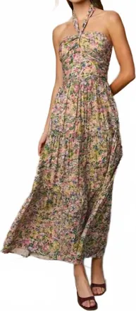 Dress Forum Floral Maxi Halter Dress In Pink, Multi