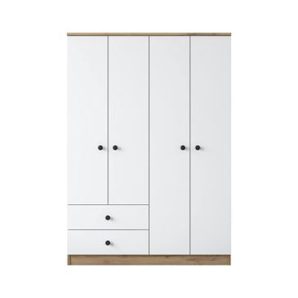 Dmora Armario Grande Acanto, Ropero Dormitorio, Barra Colgar, 2 Cajones, Un Estante, 120x170h Cm Nogal Marr&oacute;n