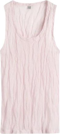 Toteme Crinkled Gauze Tank - Dames - Tops zonder mouwen - Roze - S - Katoen - Tops