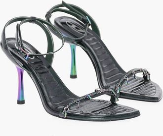 Diesel Leather Ankle-Strap Sandals D-VINA with Iridescent Heel and size 39