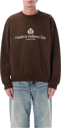 Sporty & Rich H&W Crest Crewneck - Heren - Sweatshirts - Bruin - XL - Katoen - Hoodies & sweatvesten
