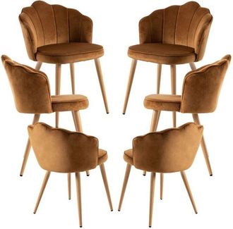 Regalos Miguel Regalos Miguel - Packs Sillas Comedor - Pack 6 Sillas Blume Terciopelo - Marr&oacute;n Claro