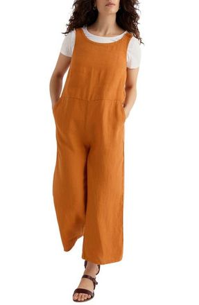 Seasalt Cornwall Salt Air Wide Leg Linen Jumpsuit in Amber at Nordstrom, Size 14 Us