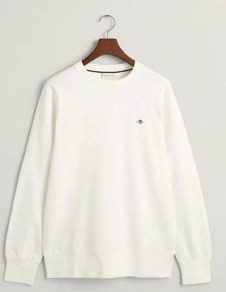GANT Mens Embroidered Archive Shield Crewneck Sweatshirt - White - Size: 48
