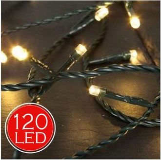 Trade Shop Trade Shop - Catena Luminosa 14,5mt Luci Natale 120 Led Bianco Caldo Luminar Interning Externa