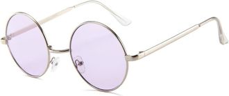 Generic Metal Round Frame Mens And Womens Sunglasses Outdoor Commuter Sports Party Photo Sun Glasses(Purple)