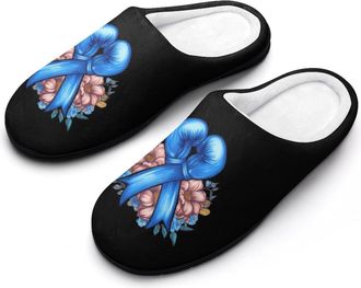 Generic Cancer Awareness Ribbon Boxing Gloves Funny Mens Slippers Cotton Warm House Shoes Memory Foam Sandals Print Size 7-14