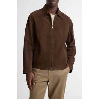 Vince Minimal Moto Suede Zip Jacket in Espresso at Nordstrom, Size Xx-Large