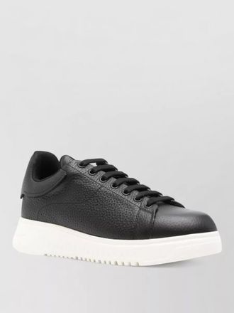 Emporio Armani leather sneakers round toe textured finish