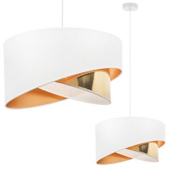 OEM L&aacute;mpara Colgante Asti Inclinada Blanca 1 Pantalla Plana Blanca Dorada Ts