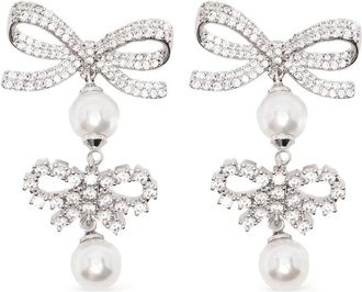 Self Portrait Double-bow Pearl-drop Earrings
