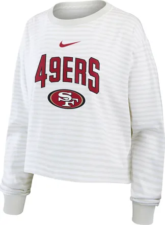 Nike San Francisco 49ers Primetime Nike Womens Cropped Long-Sleeve T-Shirt in White | 05KV0CEB9B-PFN