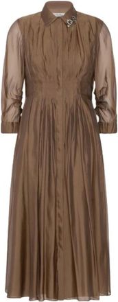 Max Mara Kleedjes, Dames, Bruin, M, Organza, Organza overhemdjurk