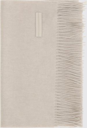 Ermenegildo Zegna Rectangular 100% Cashmere Scarf with Fringed Hem and Logo