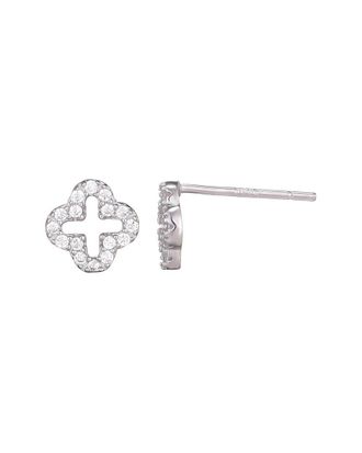Adornia Adornia Silver Cz Mini Clover Outline Stud Earrings
