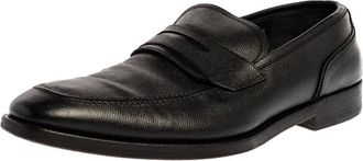 Ferragamo Black Textured Leather Penny Loafers