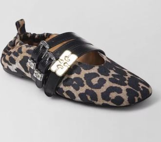 Ganni triple strap denim ballerina shoes animal
