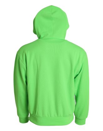 Dolce & Gabbana Mens Neon Green Hooded Full Zip Top Sweater Polyester