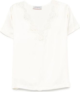 Ermanno Scervino Zijde & Nylon Beige T-shirts en Polos - Dames - T-shirts - Beige - M - Nylon - Tops