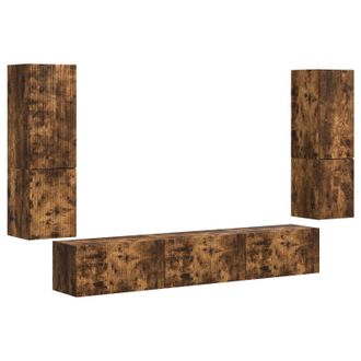 vidaXL Conjunto De Mueble De Tv 4 Pcs Roble Ahumado Vidaxl