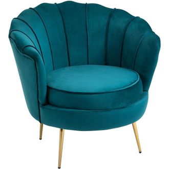 HOMCOM Poltrona Design Vintage Poltroncina R&eacute;tro da Camera in Velluto Verde - Homcom