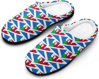 Generic Flags Wales Scotland Mens Slippers Memory Foam Winter Warm Sandals Slip On House Shoes Size 7-14
