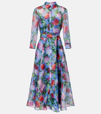 Carolina Herrera Abito chemisier in organza di seta floreale