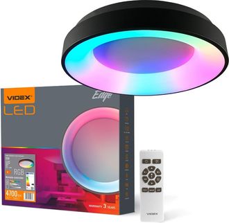 Videx L&aacute;mpara De Techo Redonda Negra Con Mando A Distancia Rgbw, 72 W, 7500 Lm, 2700 K / 6000 K, 45 Cm, Videx