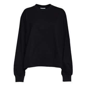 Ganni Sweatshirts, female, Black, Size: L Crew Neck Sweatshirt