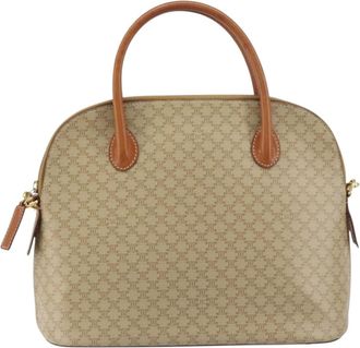 Celine Vintage Macadam Handbag Canvas And Leather Beige Canvas Handbag (Pre-Owned)