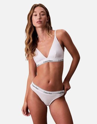 Calvin Klein Womens Icon Cotton Modal Thong, White - Size: 20/32in