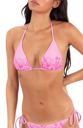 Hurley Tropical Blooms Triangle Bikini Top in Bright Plumeria /Hula Pink at Nordstrom, Size X-Small