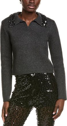 endless rose Jewel Trim Collared Wool-Blend Sweater