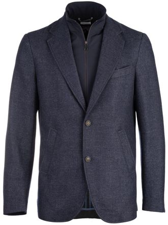 Norwegian Wool layered-design unstructured blazer - Blue