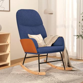 vidaXL Silla Mecedora De Tela Azul Vidaxl